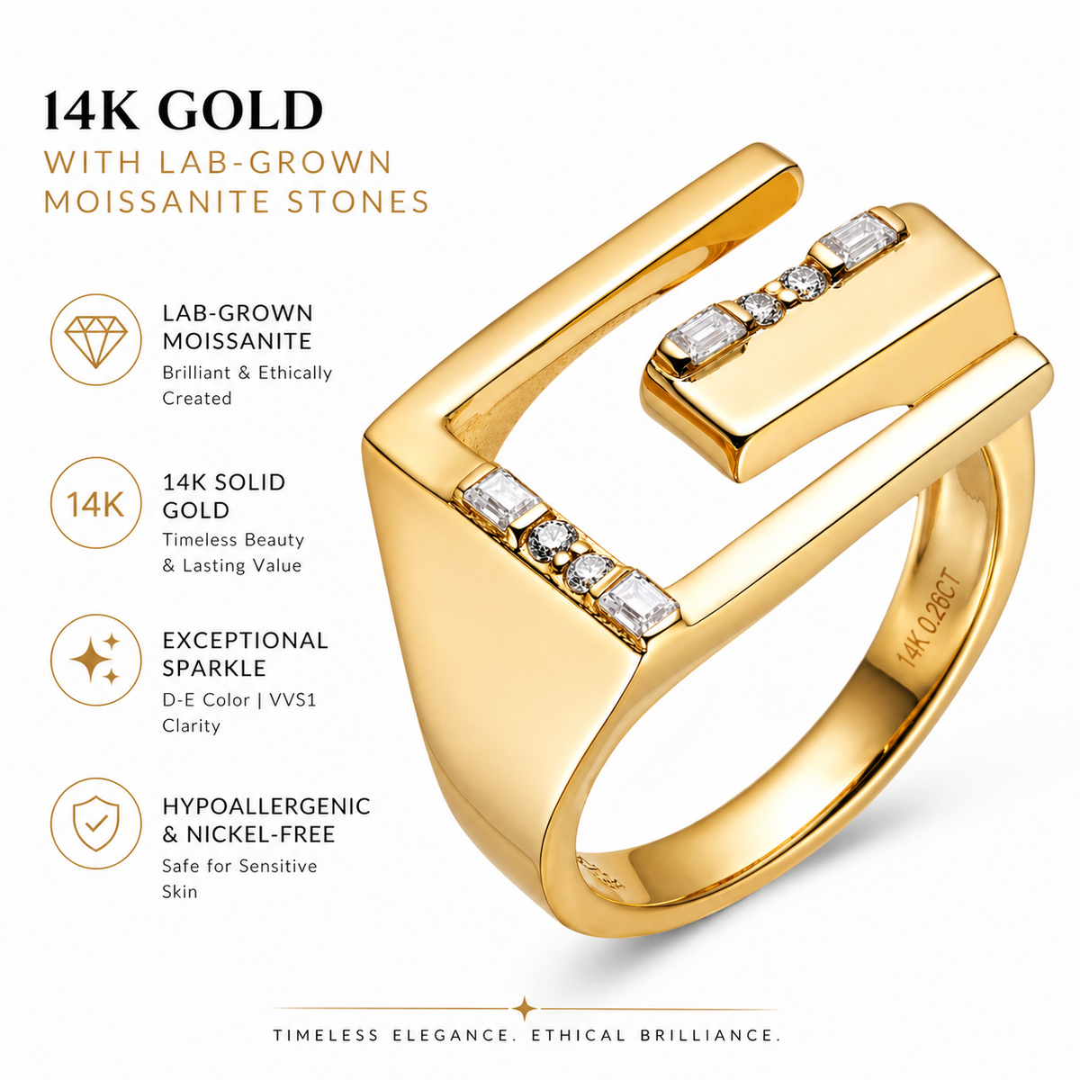 Geometric Ring in 14K gold or sterling silver, view 5