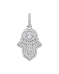 Hamsa Pendant in 925 sterling silver with lab-grown moissanite, view 7