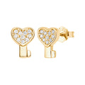 Heart Key Earrings in 14K gold or sterling silver