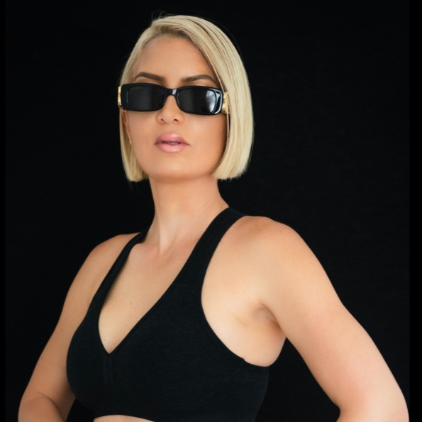 Iced Black Luxe Sunglasses with moissanite-set frame, view 2