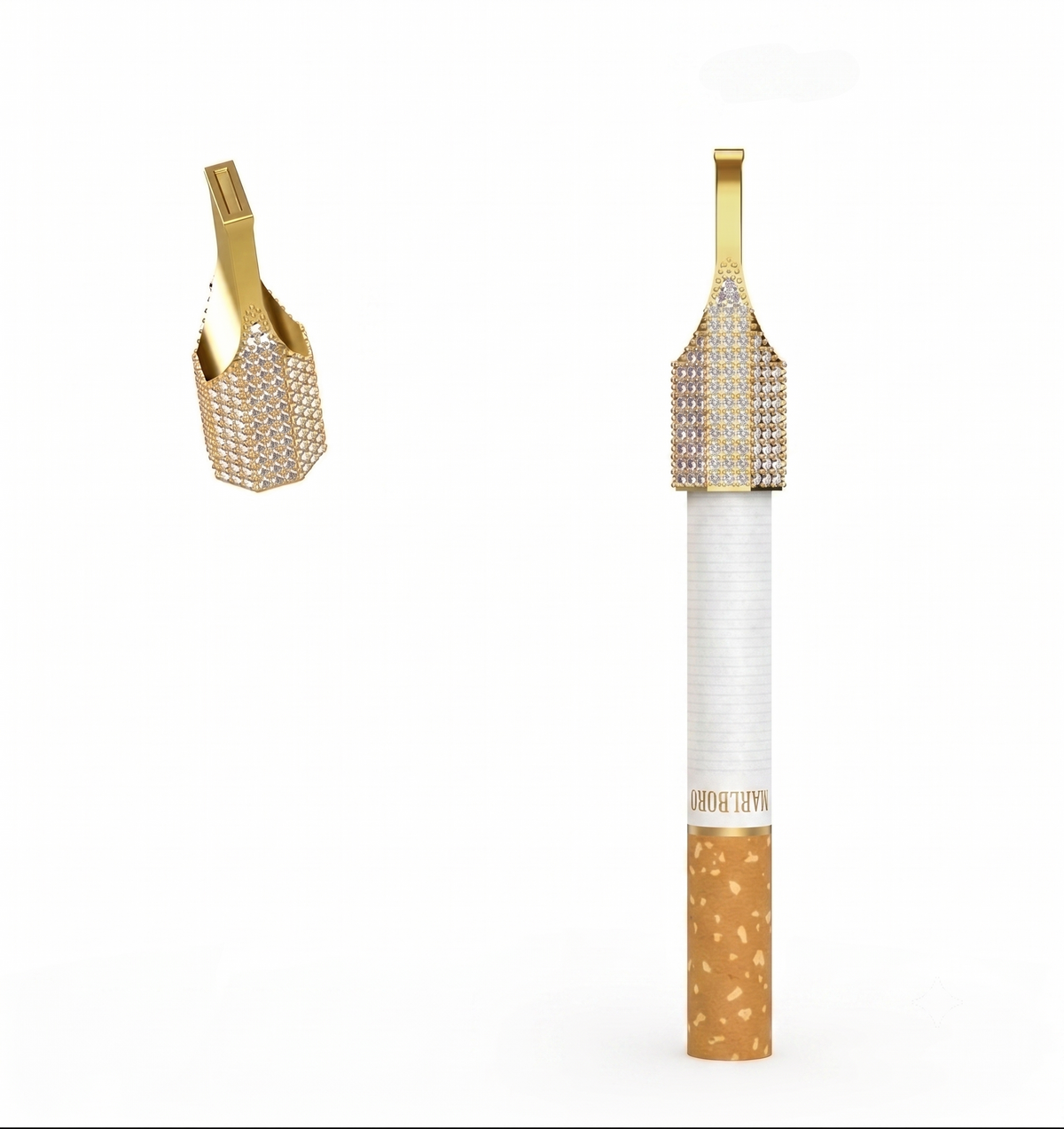 Iced-Out Cigarette Holder Mouthpiece Filter in 925 sterling silver with moissanite or CZ, view 4
