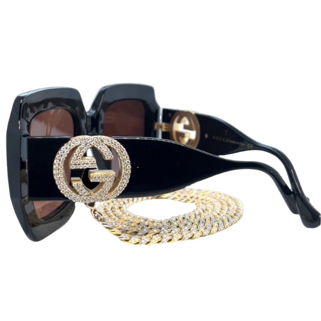 Iced Cuban Chain Sunglasses with moissanite-set Cuban chain frame