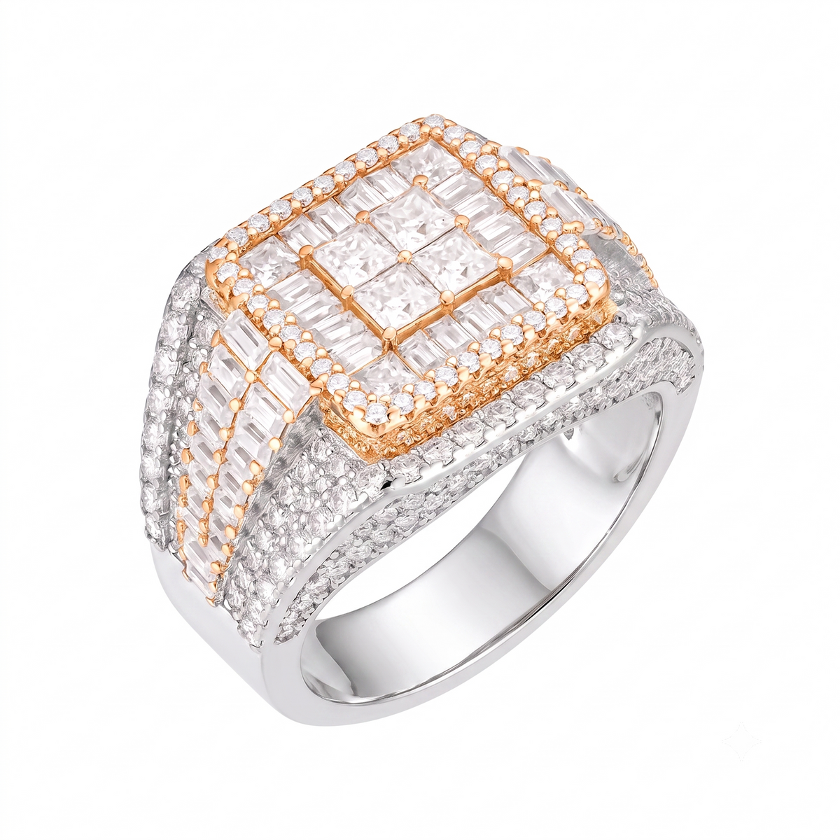 Imperial Ring in 925 sterling silver with lab-grown moissanite, rose gold tone