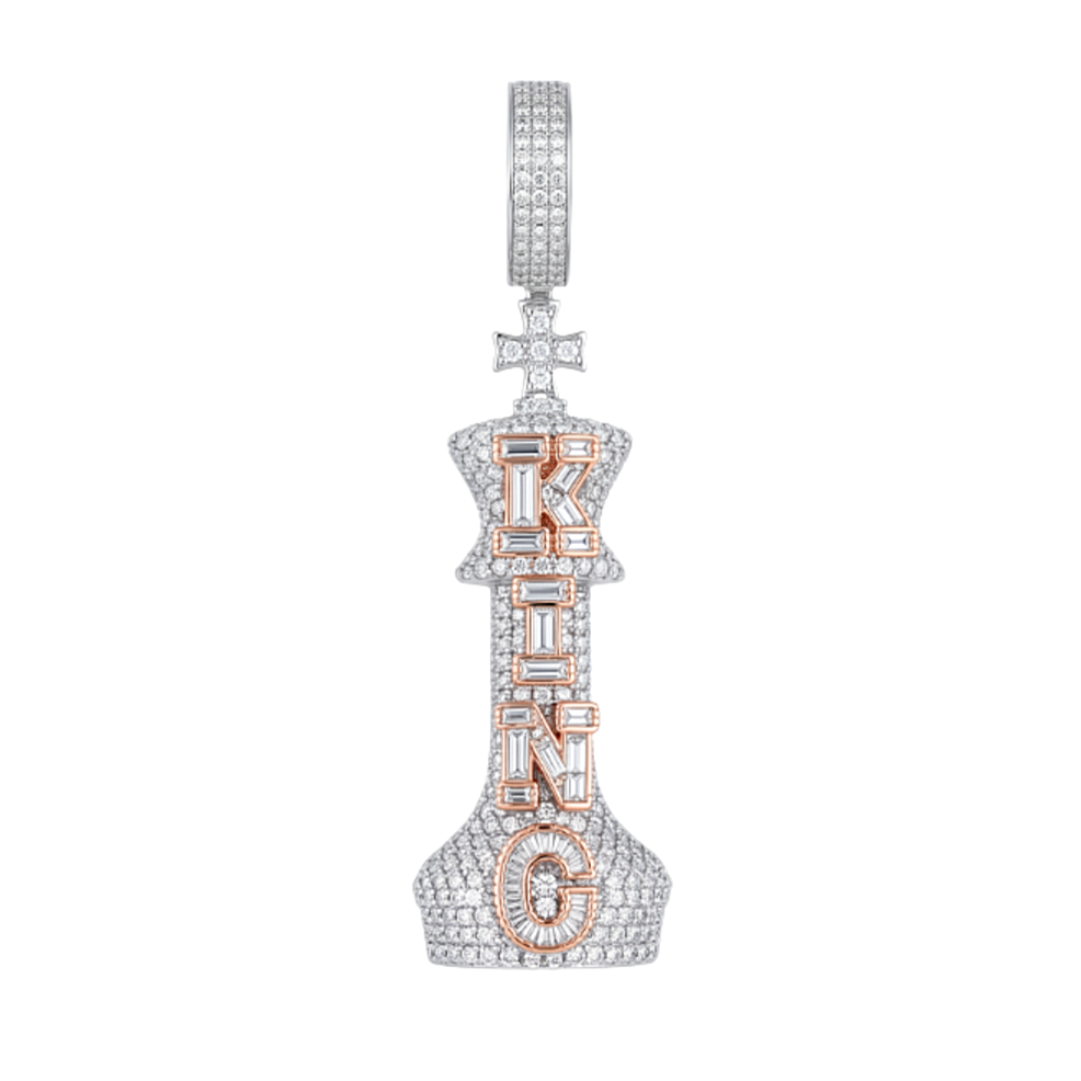 KING Chess Pendant in 925 sterling silver with lab-grown moissanite, rose gold tone