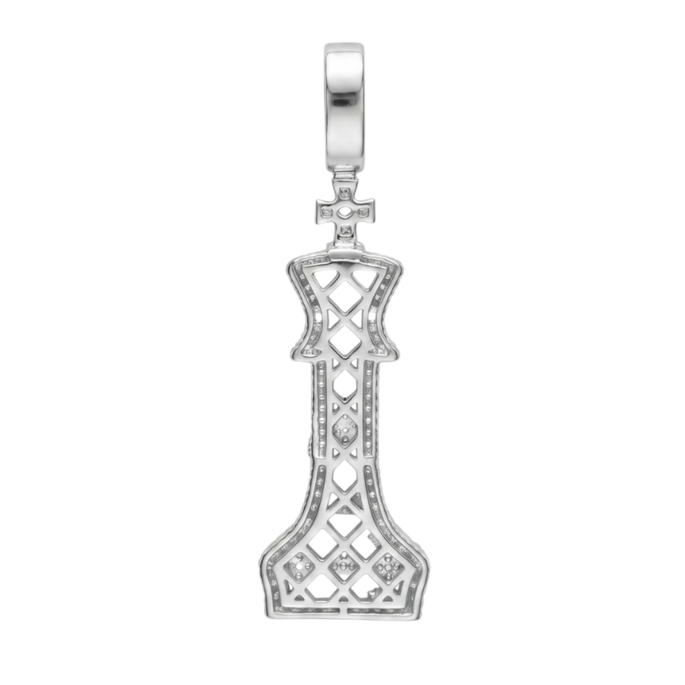 KING Chess Pendant in 925 sterling silver with lab-grown moissanite, view 6