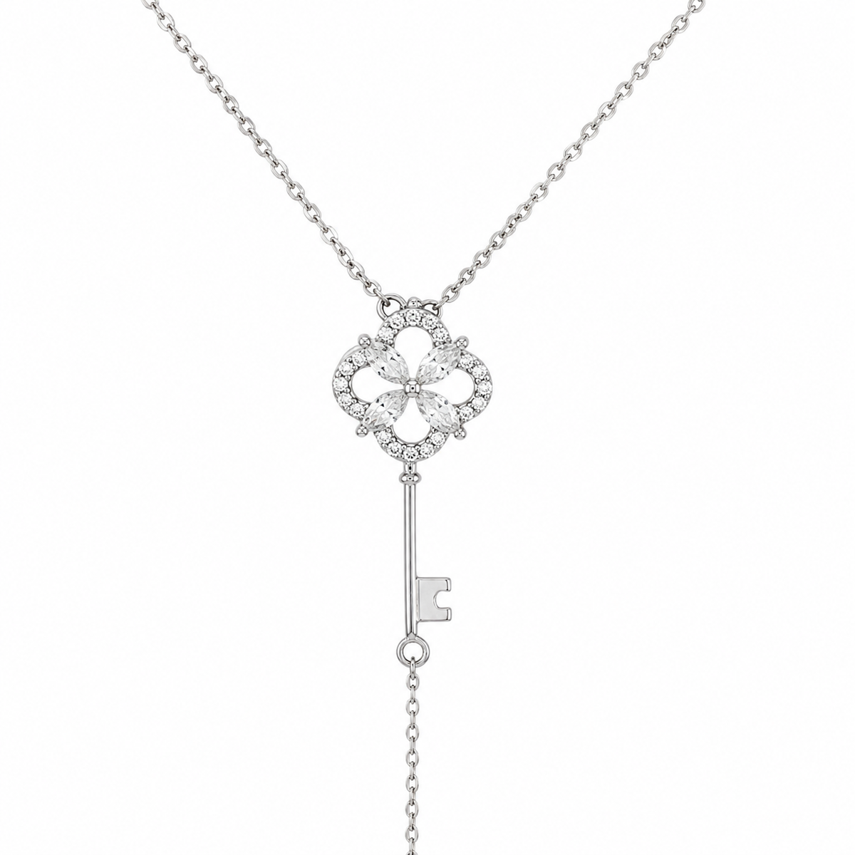 Lock & Key Necklace in 925 sterling silver with cubic zirconia, view 5
