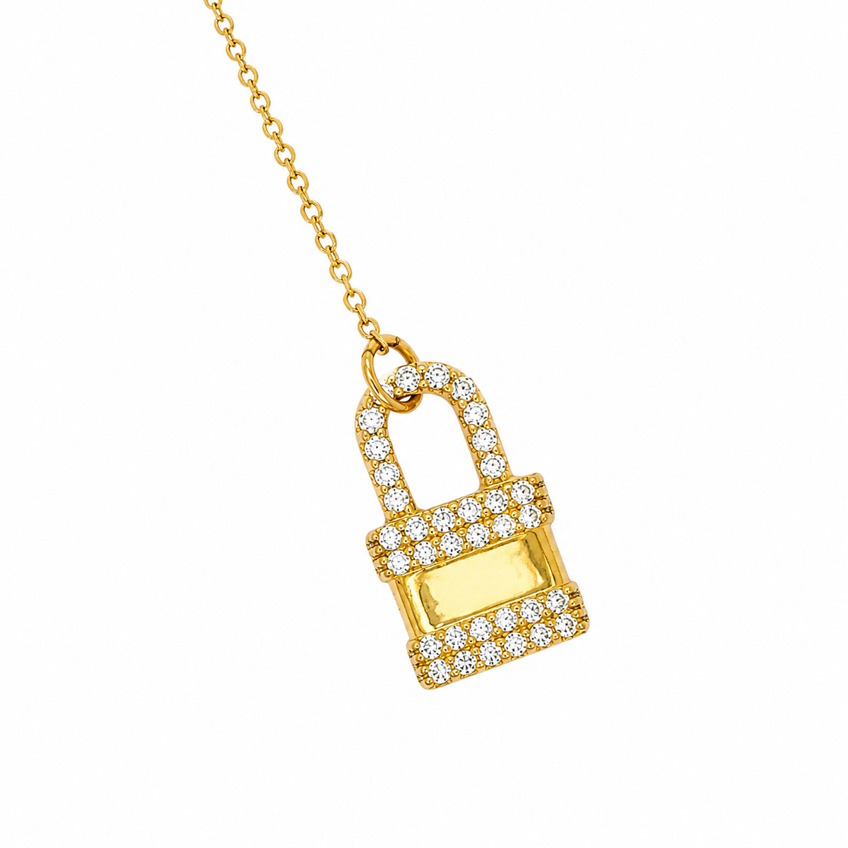 Lock & Key Necklace in 925 sterling silver with cubic zirconia, view 6