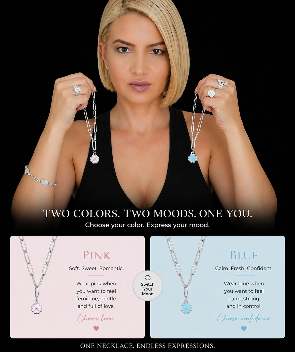 Lucky Necklace in 925 sterling silver with cubic zirconia, view 2