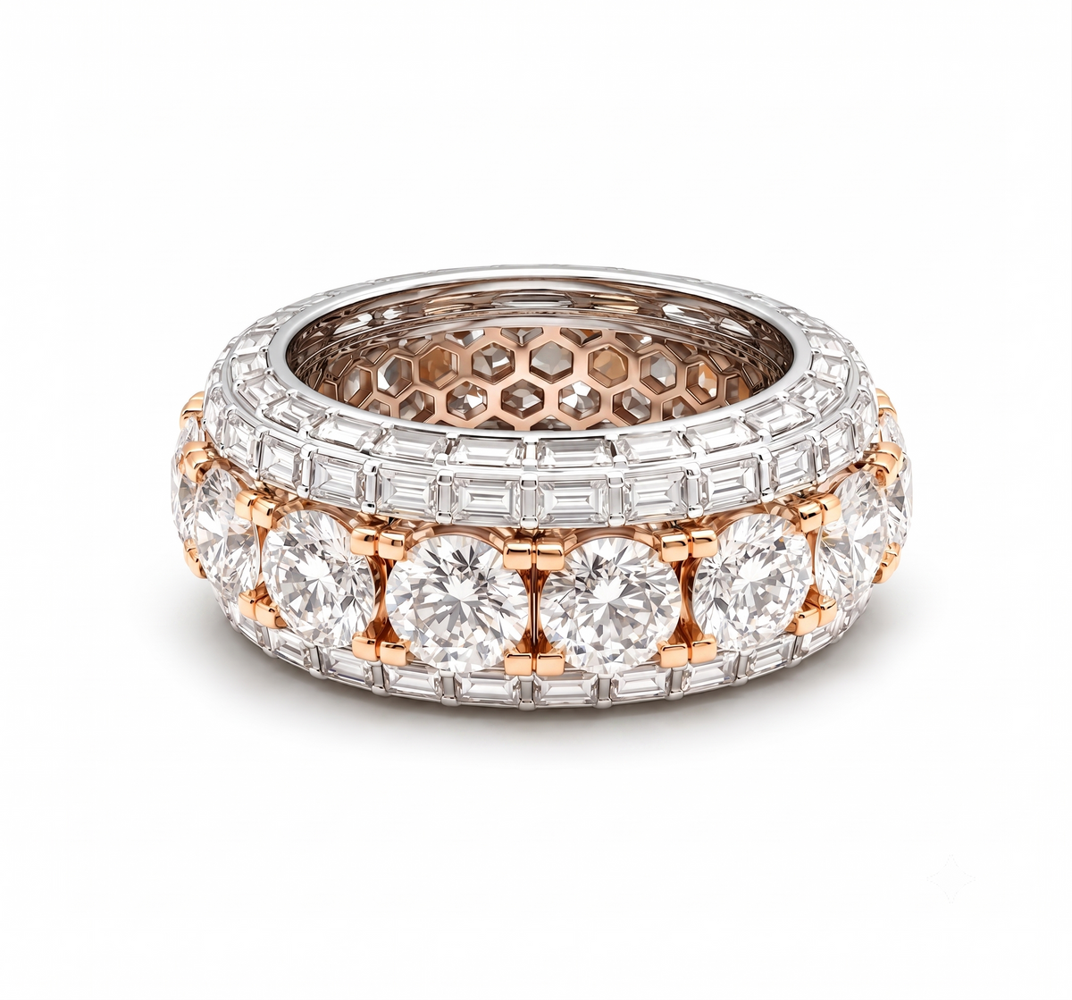 Luxurious Eternity in 925 sterling silver with lab-grown moissanite, rose gold tone
