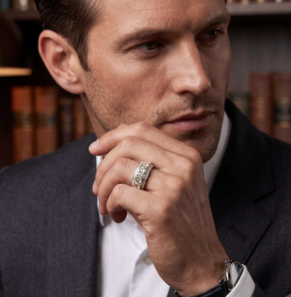 Luxurious Eternity in 925 sterling silver with lab-grown moissanite, view 2