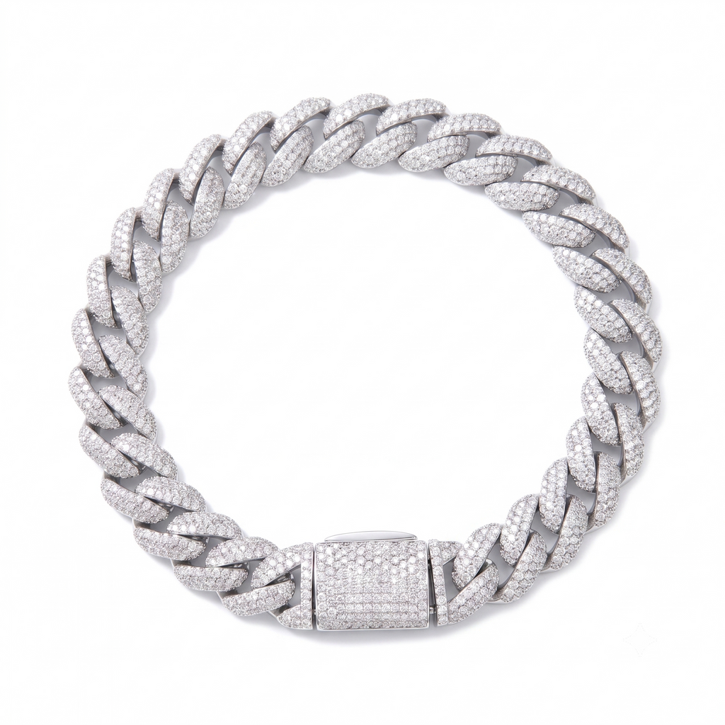 Miami Bracelet in 925 sterling silver with lab-grown moissanite