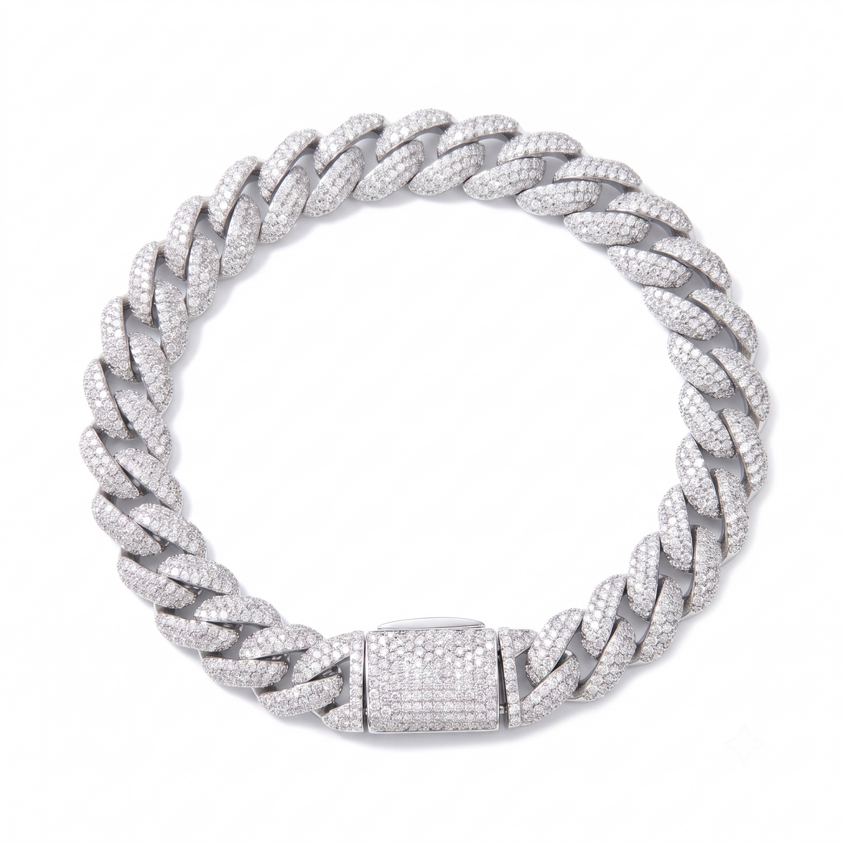Miami Bracelet in 925 sterling silver with lab-grown moissanite