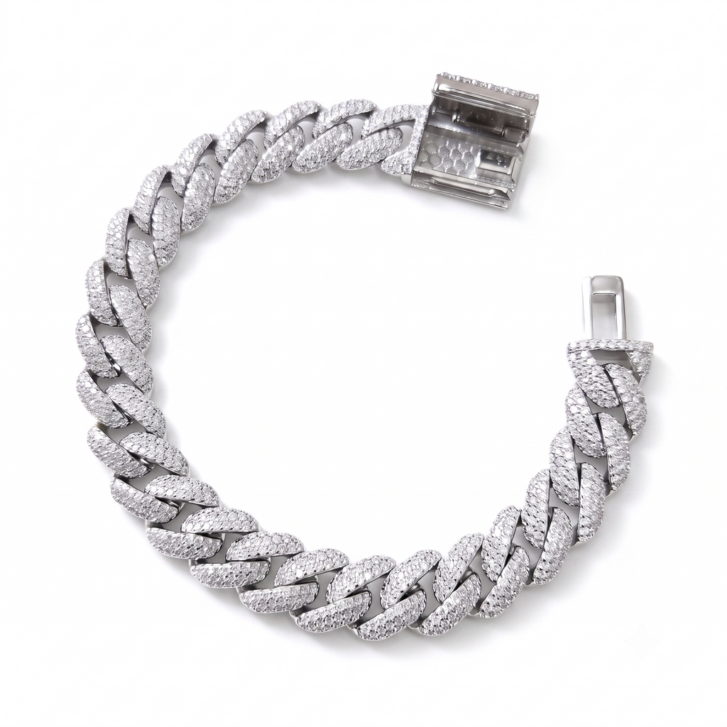 Miami Bracelet in 925 sterling silver with lab-grown moissanite, view 4