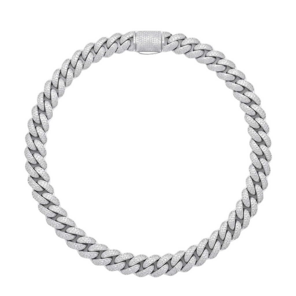 Miami Necklace in 925 sterling silver with lab-grown moissanite