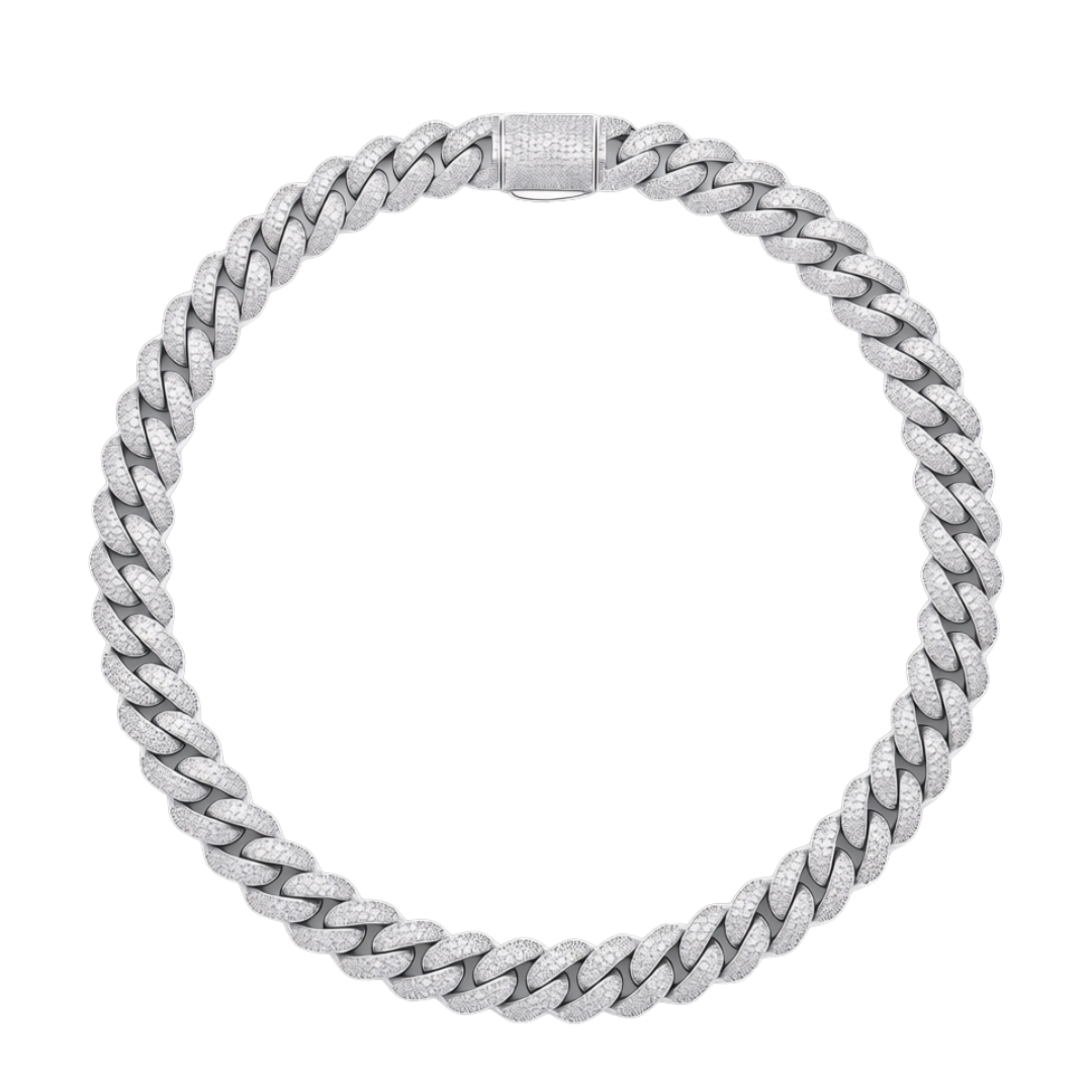 Miami Necklace in 925 sterling silver with lab-grown moissanite