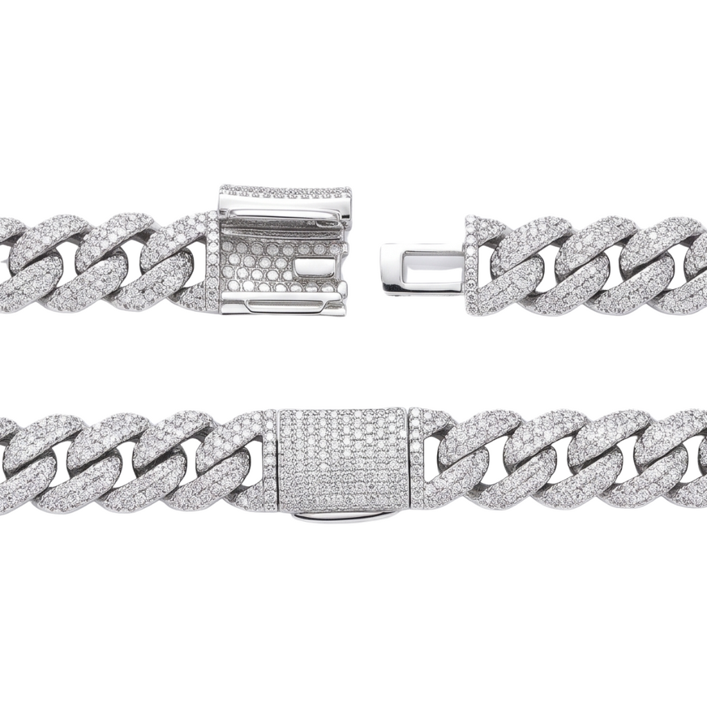 Miami Necklace in 925 sterling silver with lab-grown moissanite, view 4