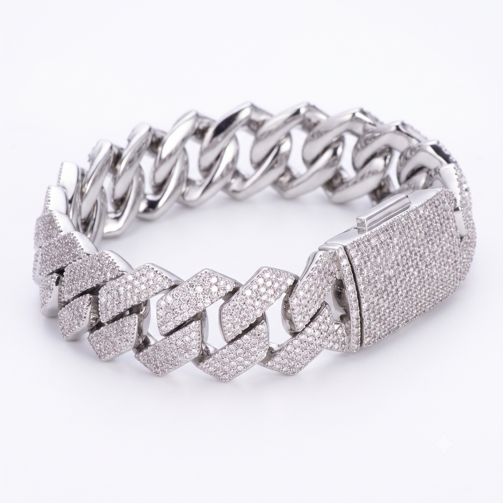 Monaco 19mm Bracelet in 925 sterling silver with lab-grown moissanite