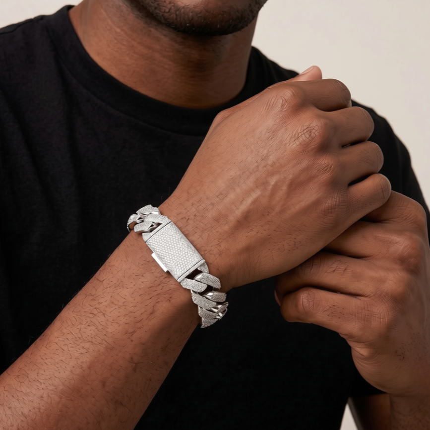 Monaco 19mm Bracelet in 925 sterling silver with lab-grown moissanite, view 2