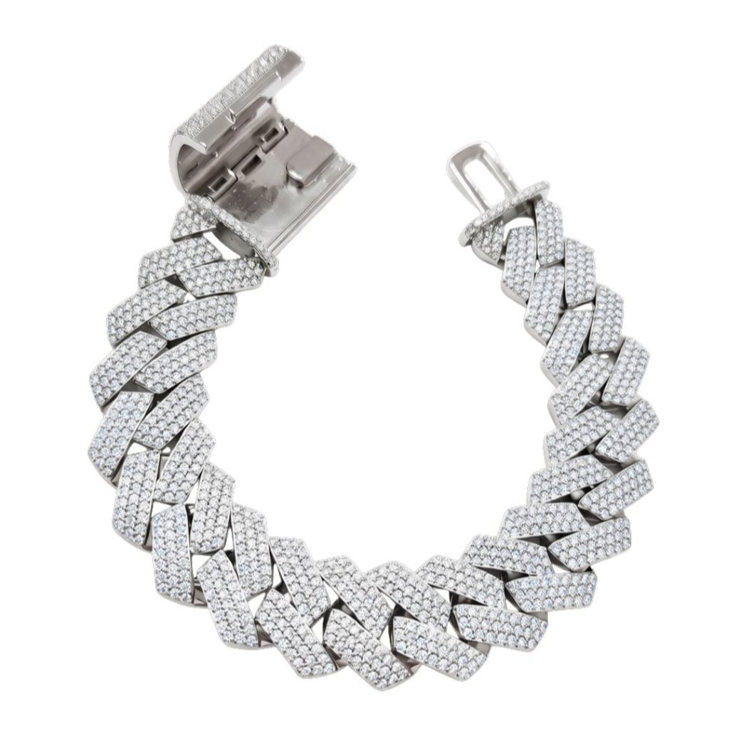 Monaco 19mm Bracelet in 925 sterling silver with lab-grown moissanite, view 4