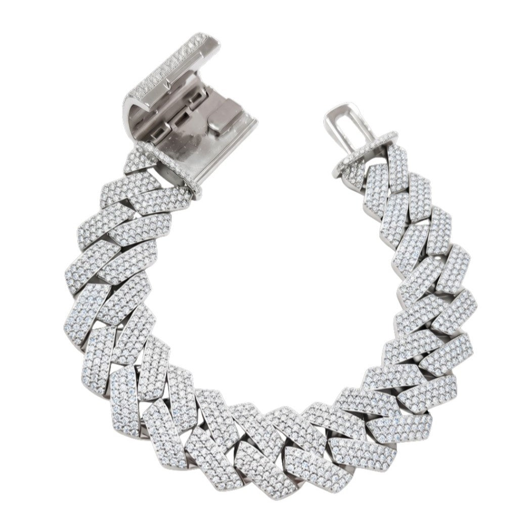 Monaco 19mm Bracelet in 925 sterling silver with lab-grown moissanite, view 4