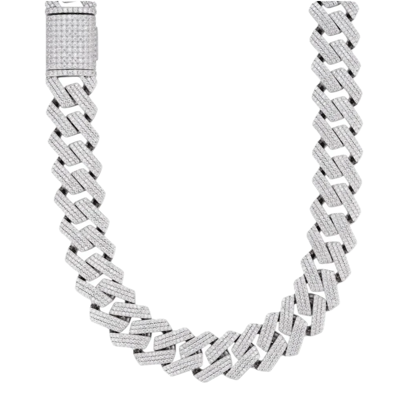 Monaco 20mm Necklace in 925 sterling silver with lab-grown moissanite, view 3