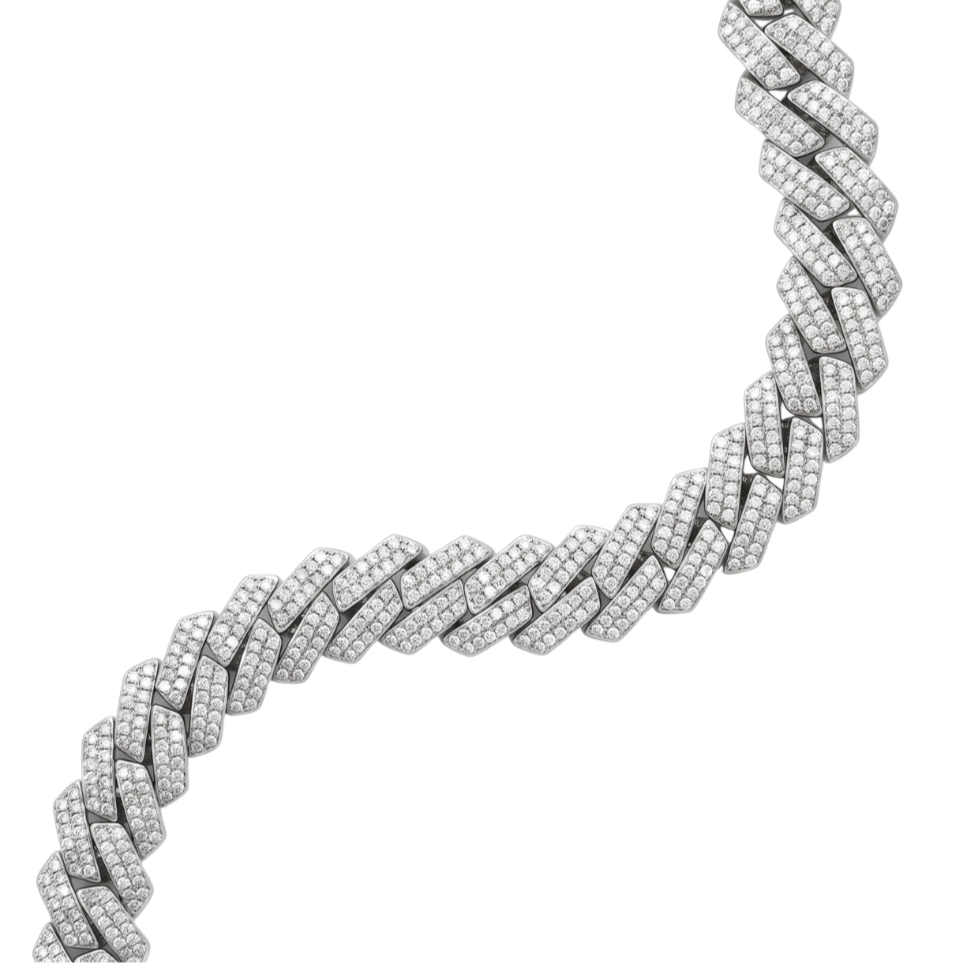 Monaco 20mm Necklace in 925 sterling silver with lab-grown moissanite, view 4