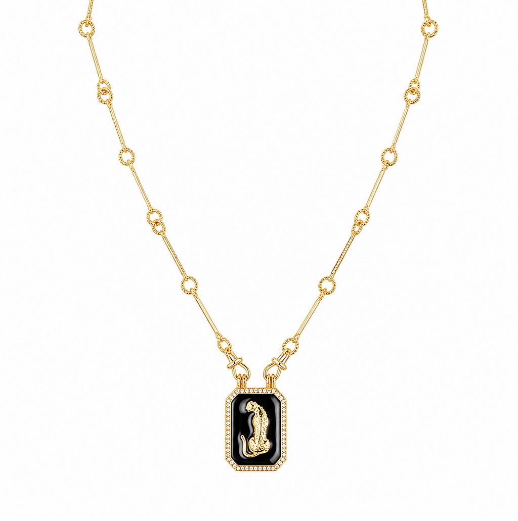 Panther Necklace in 925 sterling silver with cubic zirconia