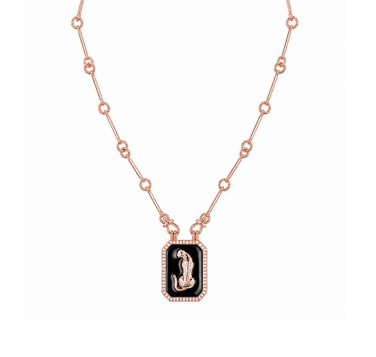 Panther Necklace in 925 sterling silver with cubic zirconia, view 5