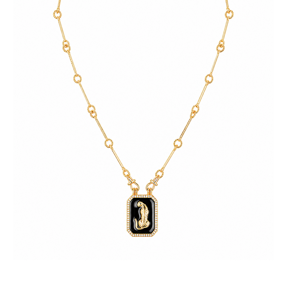 Panther Necklace in 925 sterling silver with cubic zirconia, view 6