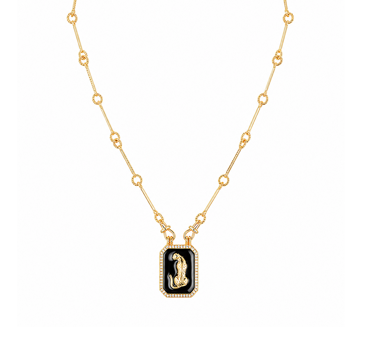 Panther Necklace in 925 sterling silver with cubic zirconia, view 6