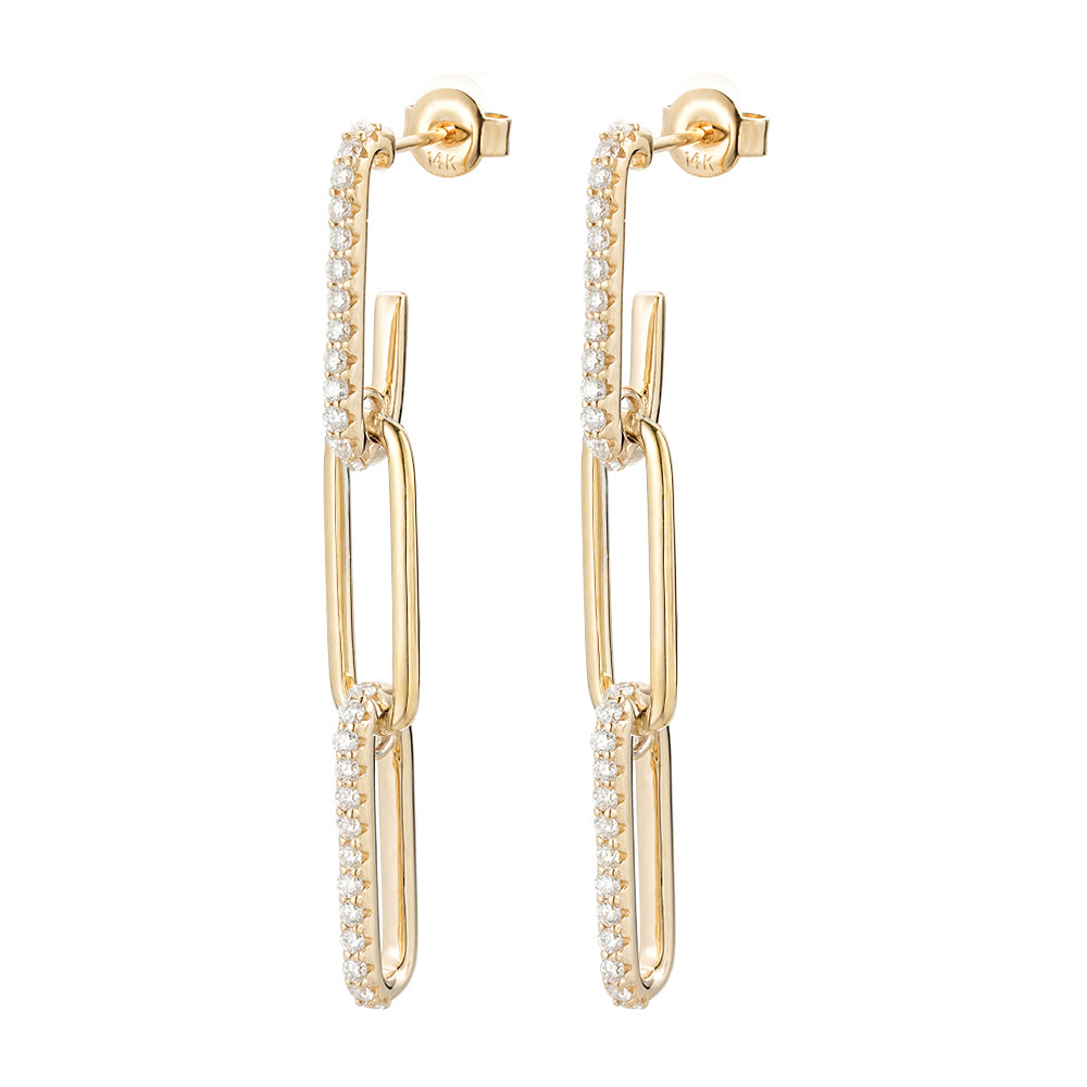 Paperclip Earrings in 14K gold or sterling silver, view 3