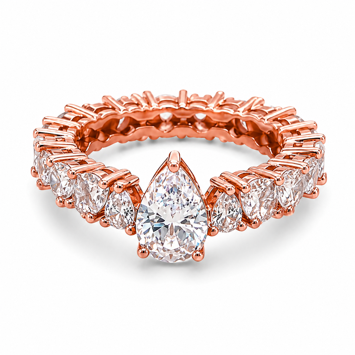 Pear Eternity in 925 sterling silver with moissanite or CZ, view 3