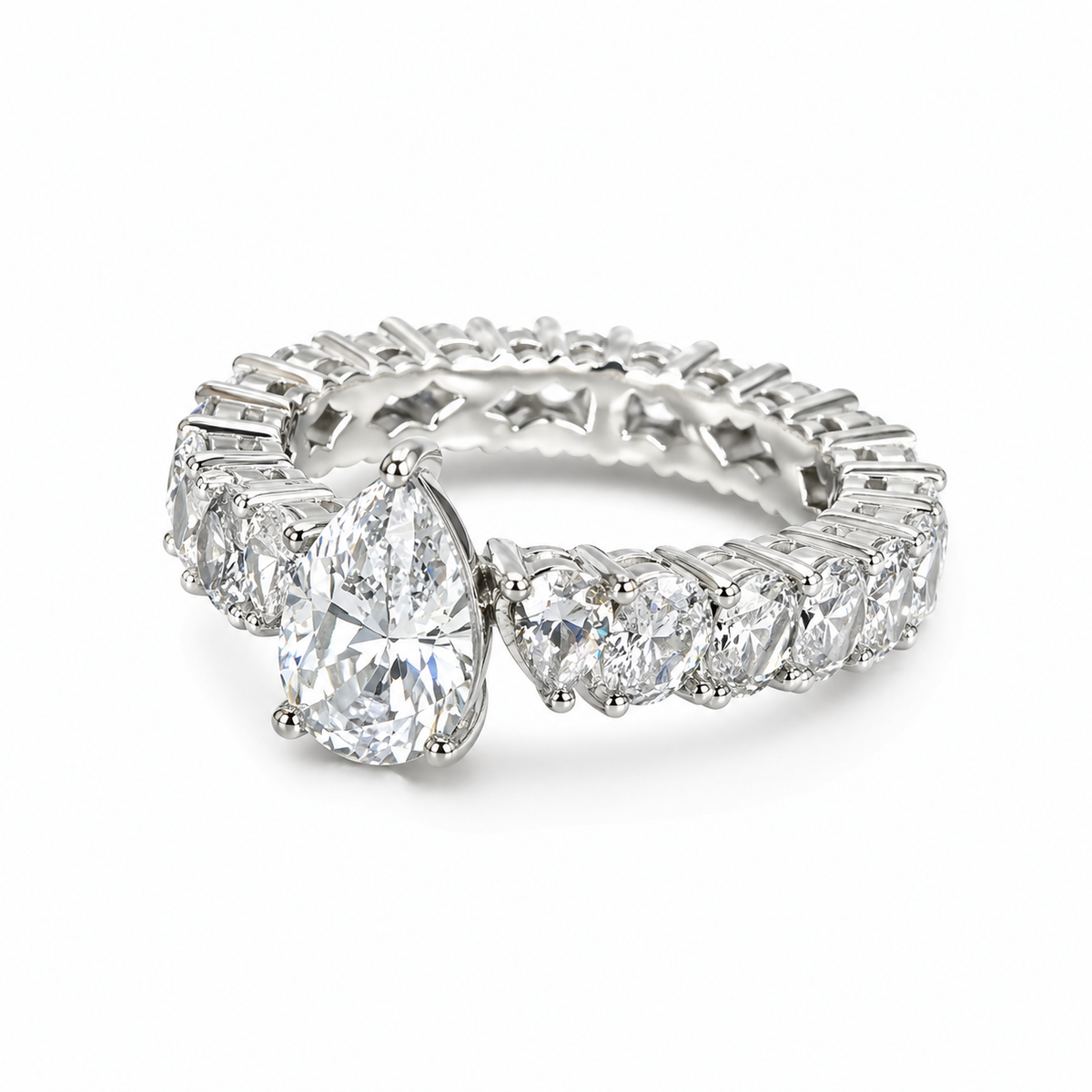 Pear Eternity in 925 sterling silver with moissanite or CZ, view 4