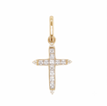 Princess Cut Cross in 14K gold or sterling silver, yellow gold tone