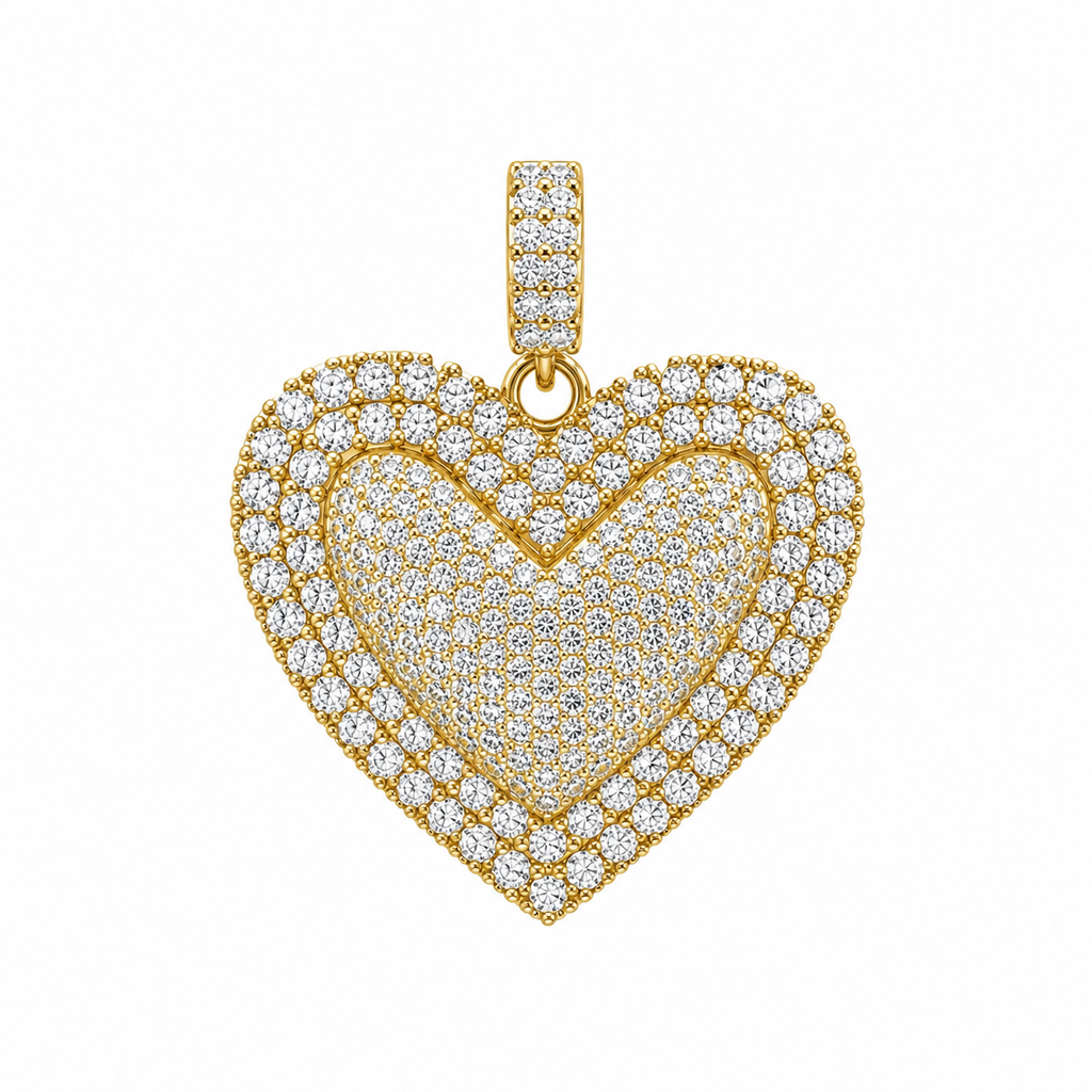 Puffy Heart Charm in 14K solid gold