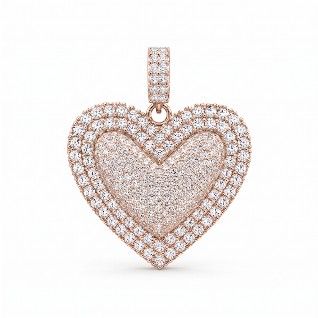 Puffy Heart Charm in 14K solid gold, view 3