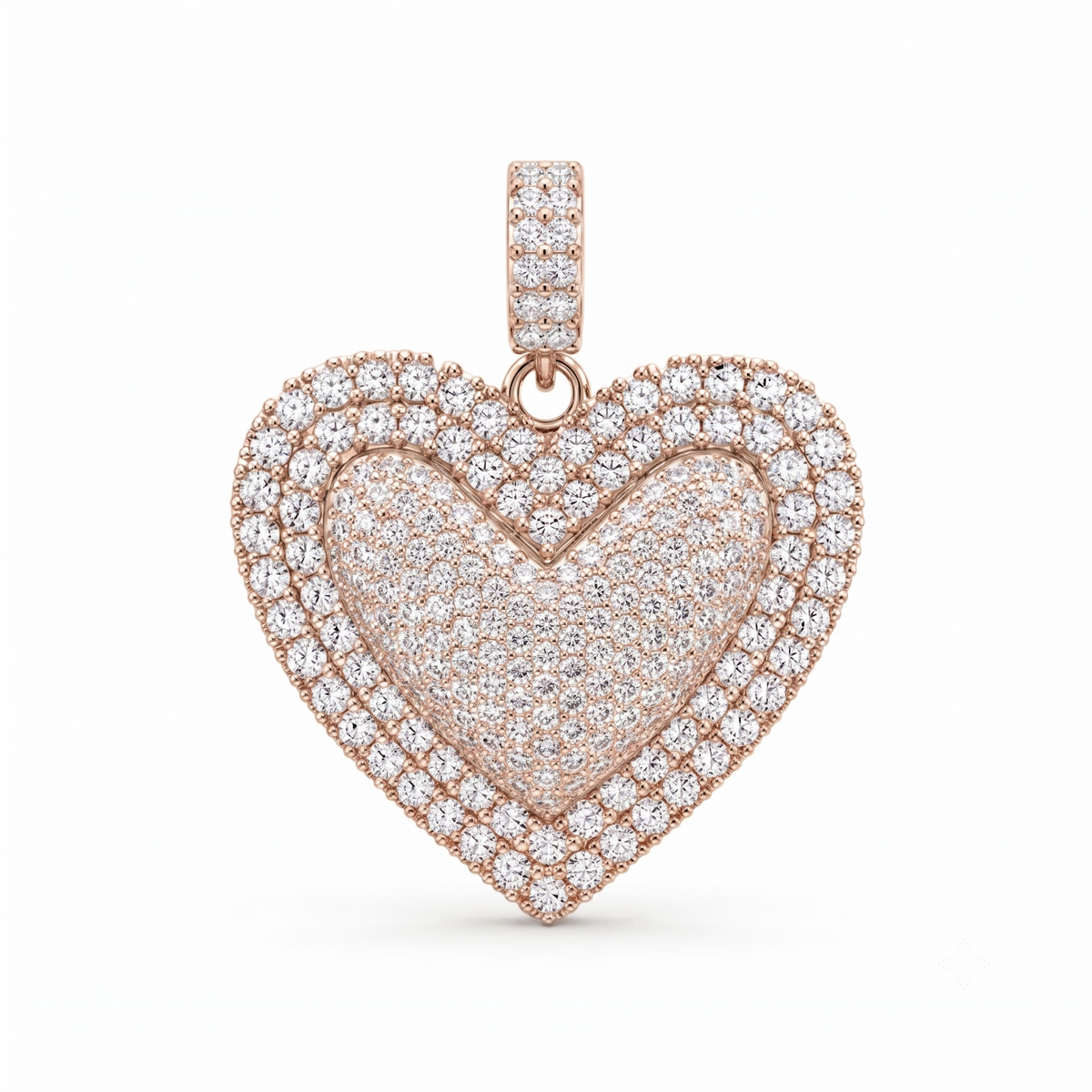Puffy Heart Charm in 14K solid gold, view 3