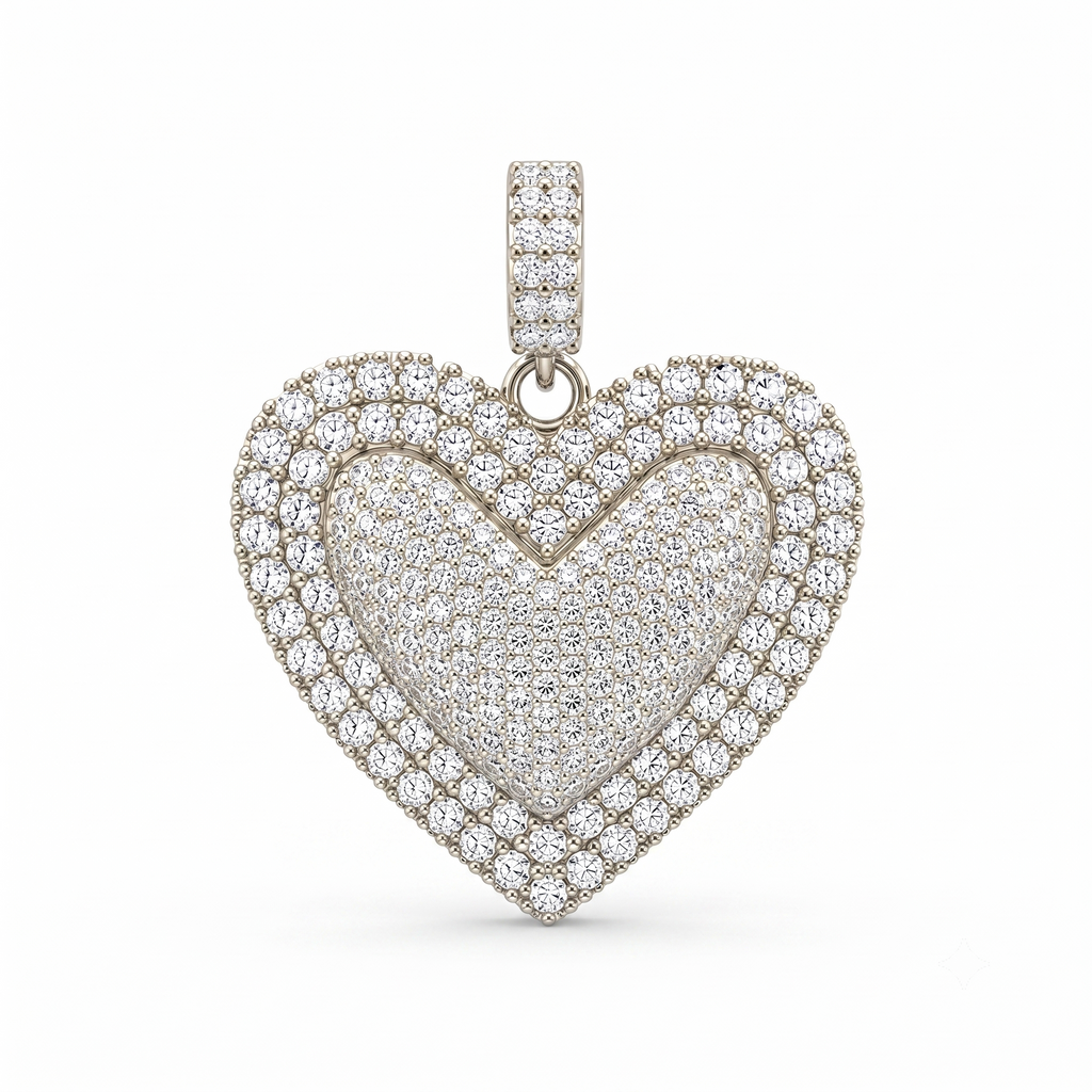 Puffy Heart Charm in 14K solid gold, view 4
