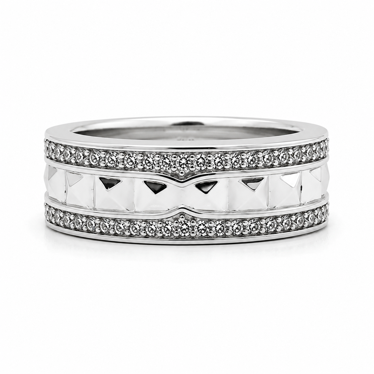Pyramid Band in 925 sterling silver with cubic zirconia, view 3