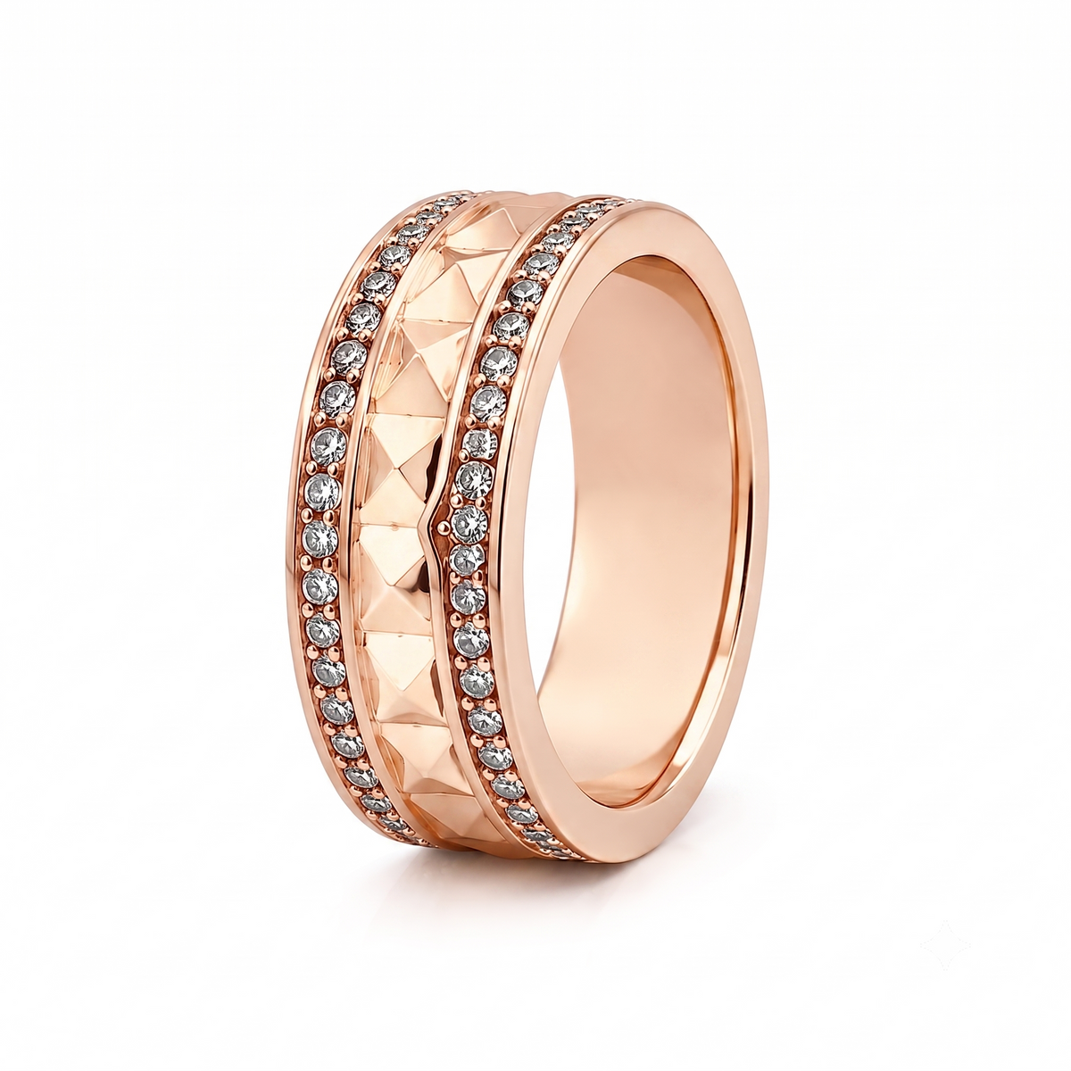 Pyramid Band in 925 sterling silver with cubic zirconia, view 4