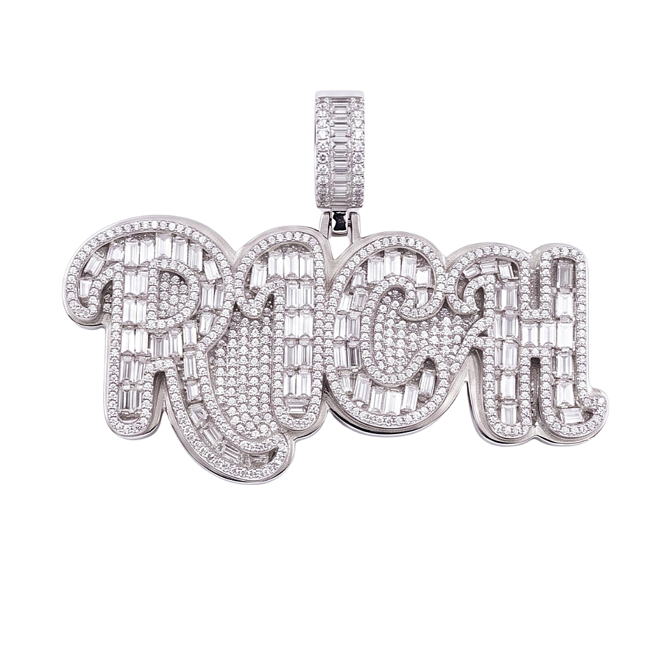 RICH Pendant in 925 sterling silver with lab-grown moissanite