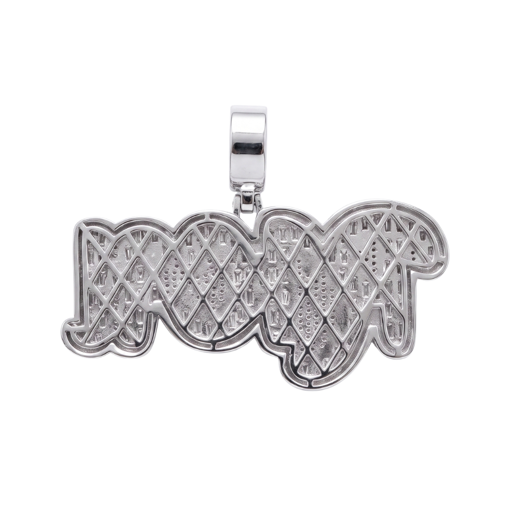 RICH Pendant in 925 sterling silver with lab-grown moissanite, view 4
