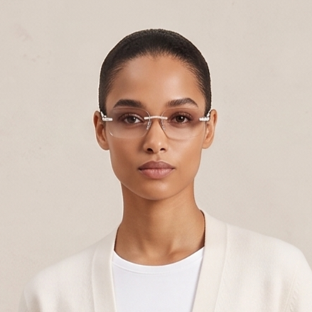 The Riviera Rimless Sunglasses, Wood Edition with moissanite-set temples and wood arms, view 6