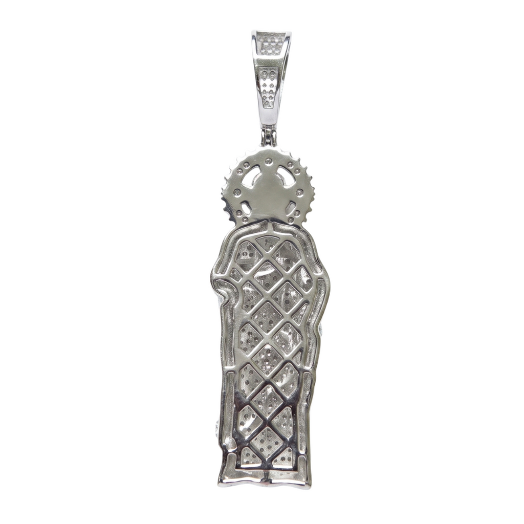 San Judas Pendant in 925 sterling silver with lab-grown moissanite, view 4