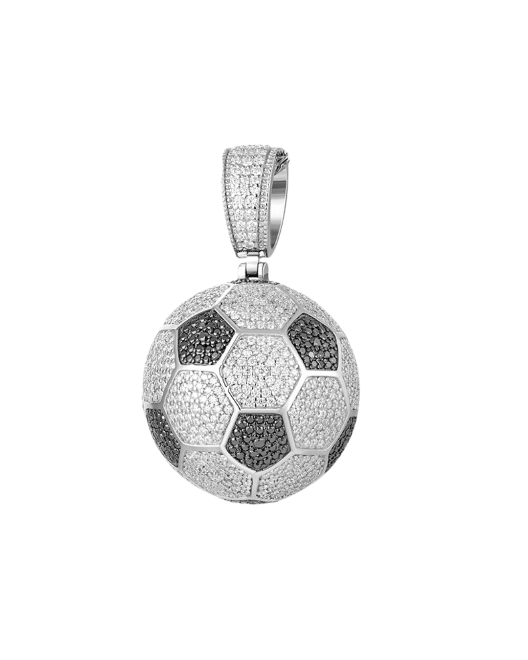 Soccer Football Pendant in 925 sterling silver with moissanite or CZ
