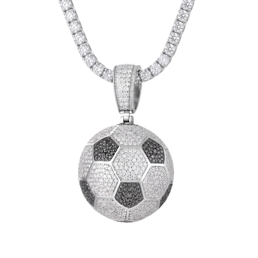 Soccer Football Pendant in 925 sterling silver with moissanite or CZ, view 5