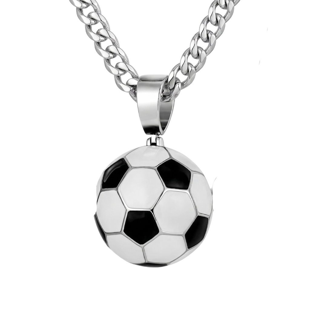 Soccer Football Pendant in 925 sterling silver with moissanite or CZ, view 6
