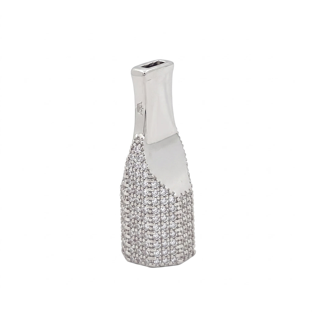 Solid Custom Tip Holder in 925 sterling silver with cubic zirconia