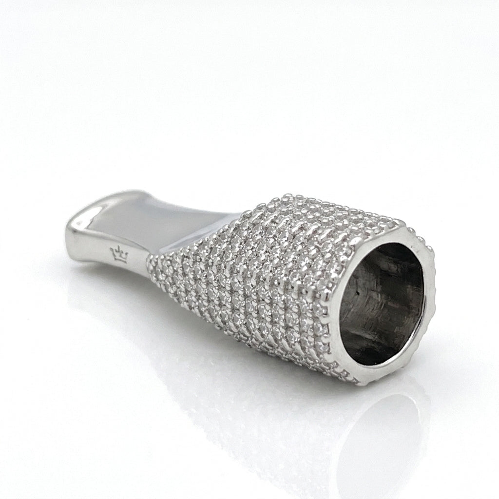 Solid Custom Tip Holder in 925 sterling silver with cubic zirconia, view 3