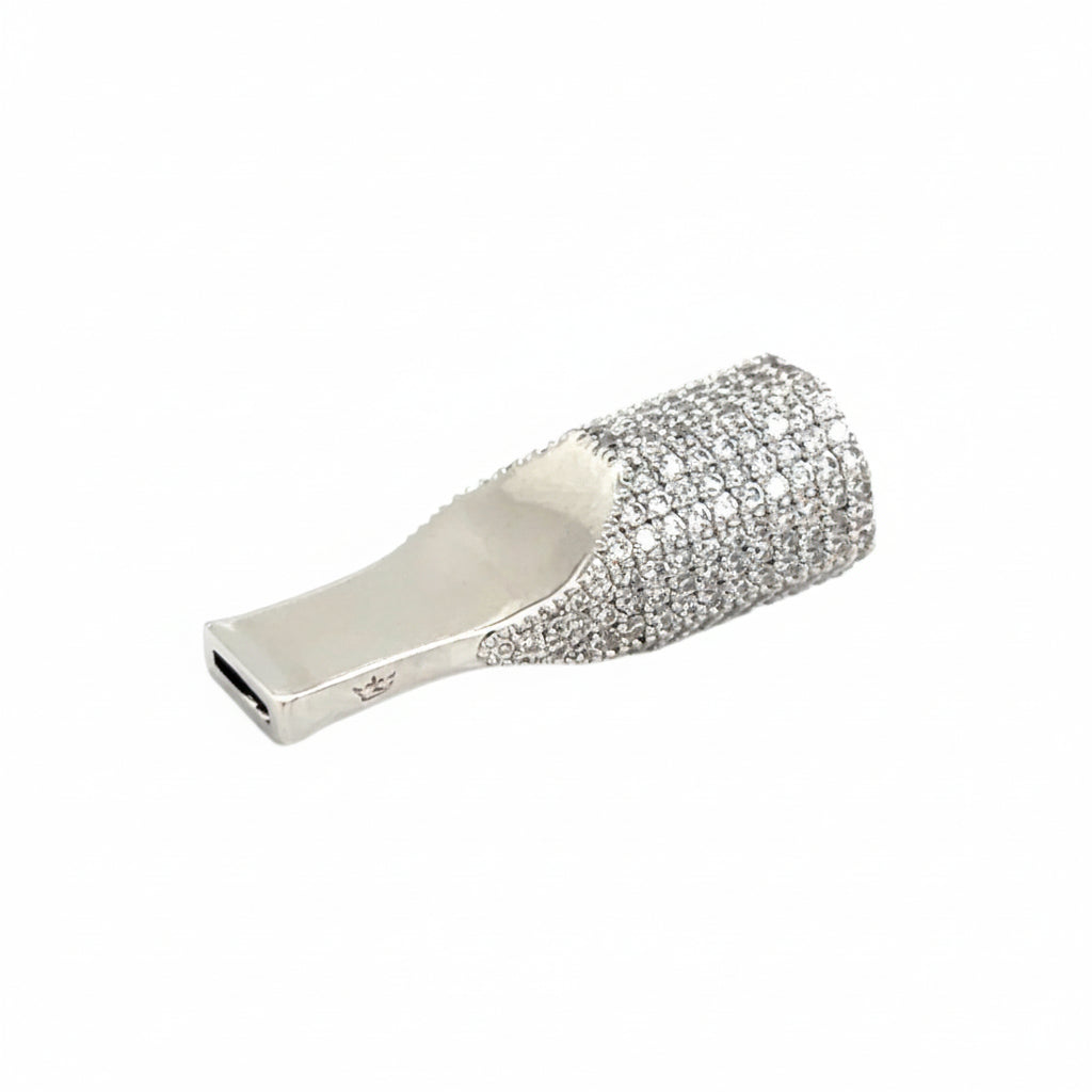 Solid Custom Tip Holder in 925 sterling silver with cubic zirconia, view 4